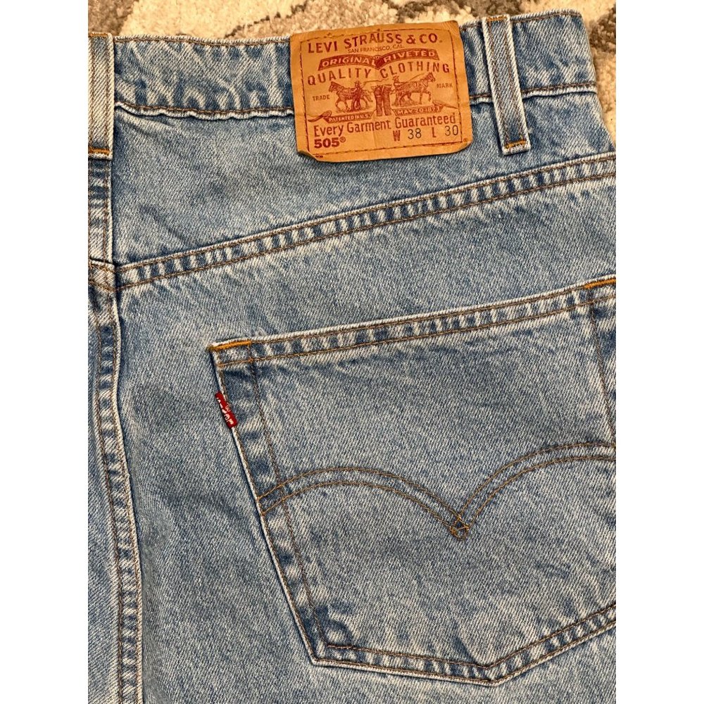 Vintage Levis 505 Reg Fit Straight Leg Men Black Tag Dated 10-98 Size 38/30